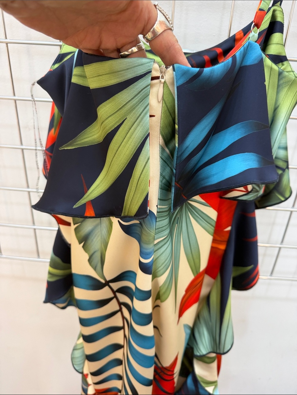Tropical Print Ruffle Dress in Multi-Color - Picture 5 of 8